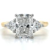 Isla - 18ct Yellow Gold Laboratory Grown 2.48ct Elongated Cushion Cut Diamond Engagement Ring With Trillion Side Stones image