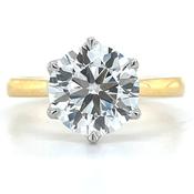 Alina - 18ct Yellow Gold 2.50 / 2.52ct Laboratory Grown Six Claw Round Brilliant Diamond Solitaire Engagement Ring image