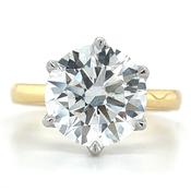 Alina - 18ct Yellow Gold 4ct Laboratory Grown Six Claw Round Brilliant Diamond Solitaire Engagement Ring image