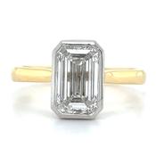 Liana - 18ct Yellow Gold 2.06ct Laboratory Grown Emerald Cut Diamond Bezel Set Solitaire Engagement Ring.