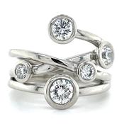 Platinum Five Stone 1.45ct Laboratory Scattered Bezel Set Diamond Band