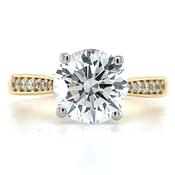 Laoise - 18ct Yellow Gold 2.14 / 2.16ct Laboratory Grown Round Solitaire Diamond Engagement Ring With Pave Set Shoulders image