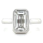 Olive - Platinum 2.60ct Laboratory Grown Emerald Cut Bezel Set Diamond Solitaire Engagement Ring image