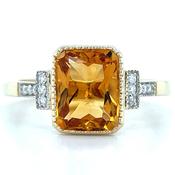 9ct Yellow Gold Earth Grown 1.99ct Citrine &amp; 0.07ct Diamond Ring image