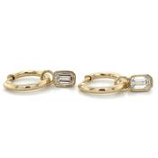 9ct Yellow Gold 0.64ct Laboratory Grown Emerald Cut Bezel Set Diamond Drop Hoop Earrings image