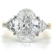 Lula - 18ct Yellow Gold Laboratory Grown 3.76ct Oval Diamond With Trillion Side Stone Engagement Ring image
