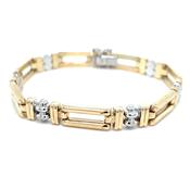 Vintage 9ct Gold Two Tone Semi Solid Gate Bracelet image