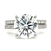 Elodie - Platinum 4.98ct Round Brilliant Engagement Ring With Hidden Halo and Band Set image