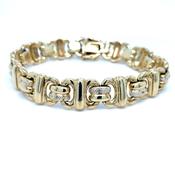 Vintage 9ct Yellow Gold  Diamond Solid Rounded Interlocking Bracelet image