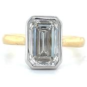Liana - 18ct Yellow Gold 3.04ct Laboratory Grown Emerald Cut Diamond Bezel Set Solitaire Engagement Ring