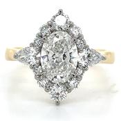 Gillian - 18ct Yellow Gold 1.86ct Laboratory Grown Oval Halo With Pear Side Stone Engagement Ring image