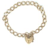 Vintage 9ct Yellow Gold Curb Link Heart Lock Bracelet image