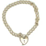 Vintage 9ct Yellow Double Link Heart Lock Bracelet image