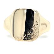 Vintage 9ct Yellow Gold Square Engraved Signet Ring image