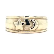 Vintage 9ct Yellow Gold Star and Moon Ring image