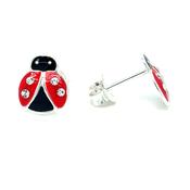 Sterling Silver Red an Black Ladybird Earrings image