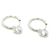 Children's Sterling Silver Hoops with Hanging Cz Heart image