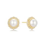 Ania Haie Gold Shell Pearl Bloom Stud Earrings