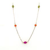 9ct Yellow Gold Multi Colour Gemstone Necklace image