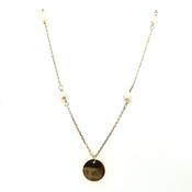 9ct Yellow Gold Baroque Pearl And Disc Pendant image