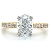 Olivia - 18ct Yellow Gold 1.22ct Laboratory Grown Diamond Oval Solitaire With Earth Grown Castel Set Shoulders