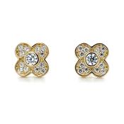 9ct Yellow Gold Flower Cz Stud Earrings image