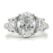 Aliana - Platinum 3ct Oval &amp; Half Moon Trilogy Laboratory Grown Diamond Engagement Ring