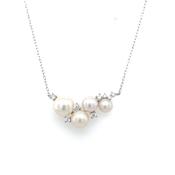 Sterling Silver Scattered Pearl &amp; CZ Necklace image