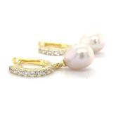 Golden CZ Hoop with Pearl Drop