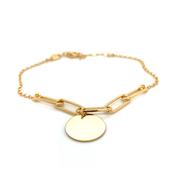 Golden Mixed Link Bracelet with Golden Disc image