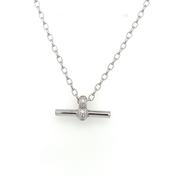 Sterling Silver Chunky Cz Tbar Necklace