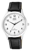Q&amp;Q Black Croc with White Stitching Gents Watch image
