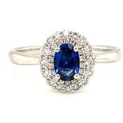 Oval Earth Grown Sapphire Double Halo in 18ct White Gold image