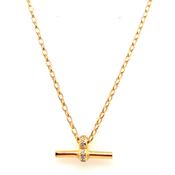 Golden Little Chunky T Bar Stone Set Necklace