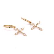 9ct Yellow Gold Cz Cross &amp; Hoop Earring image