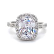 Sterling Silver Cushion Cut CZ Halo Ring image