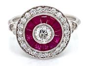 Earth Grown Ruby &amp; Diamond 18ct White Gold Target Ring
