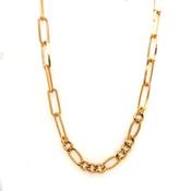 Golden Paper Link and Figaro Necklace image