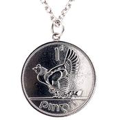 Tadgh Óg Solid Sterling Silver Hen &amp; Chicks 1p Irish Coin Pendant
