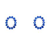 Sterling Silver Sapphire CZ and Opal Studs image