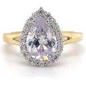 9ct Yellow Gold Pear Cut CZ &amp; Halo image