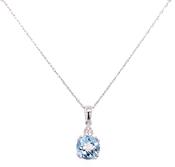9ct White Gold Diamond &amp; Aquamarine Pendant Necklace image