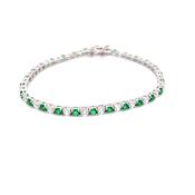 Sterling Silver Emerald &amp; White CZ Tennis Bracelet image