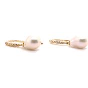 9ct Yellow Gold Drop Pearl Earrings with Set Cubic Zirconia image