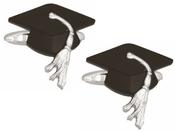 Graduation Cap Rhodium Plated Cufflinks 90-1415 image