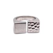 Sterling Silver Flat Fronted Hammered &amp; Smooth image