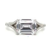 Sterling Silver Horizontal Emerald Cut Cz with Split Shank Shoulders image