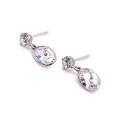 Oval 9ct White Gold Drop Earring