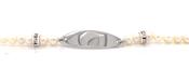 Sterling Silver 4-4.5mm Pearl ID Bracelet With Cz Rondel image
