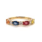 Multi-Colour Earth Grown Sapphire And Diamond Ring image